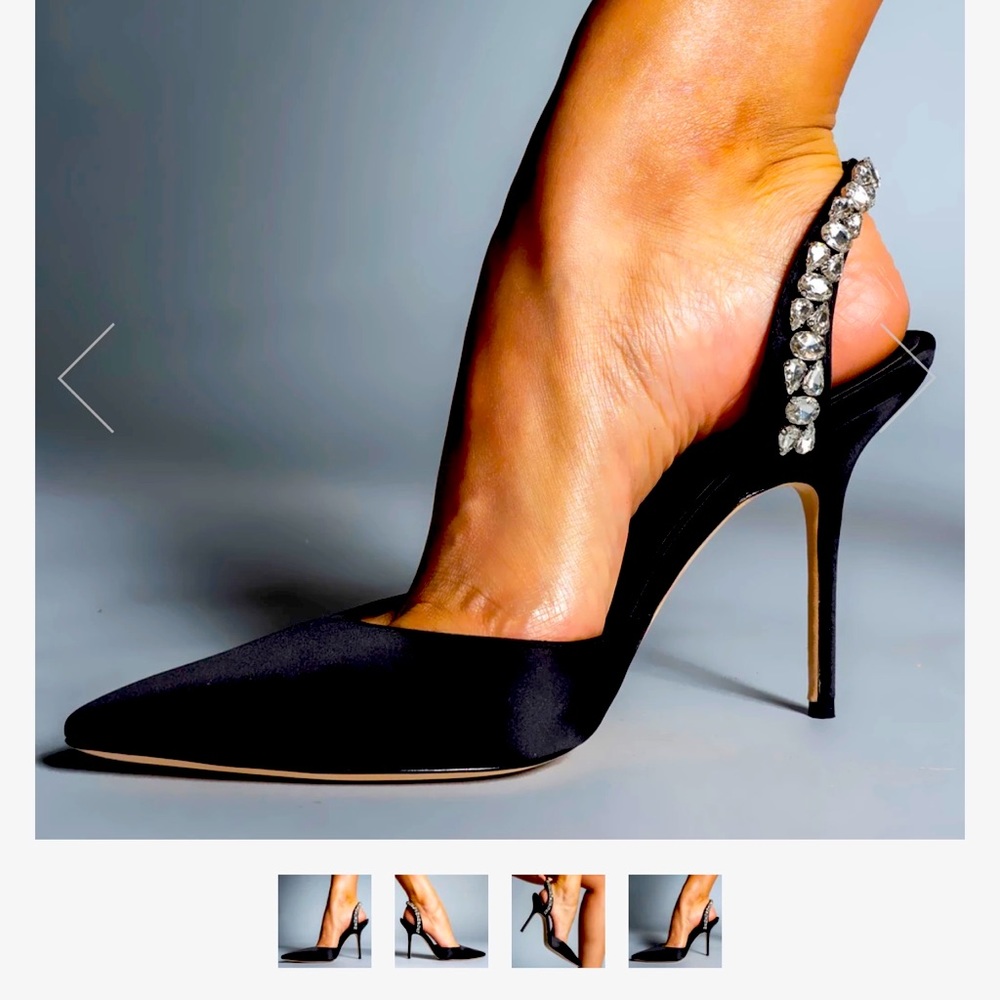 Aminah Size 9 Soleil sling back kitten - black satin